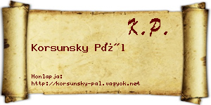 Korsunsky Pál névjegykártya